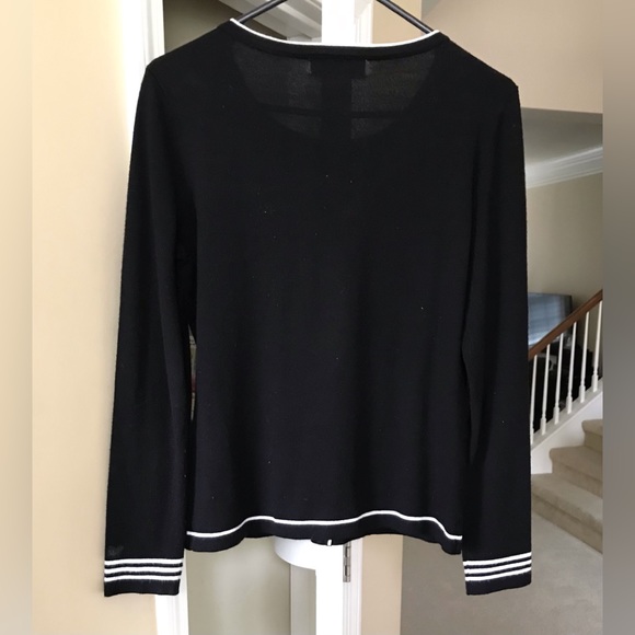 🆕🔥KAREN SCOTT GORGEOUS BLACK&WHITE STRIPED SWEATER LIGHTWEIGHT NWOT - Picture 3 of 4
